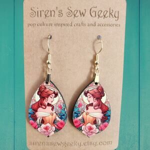 Belle Beauty and the Beast Floral Disney Earrings